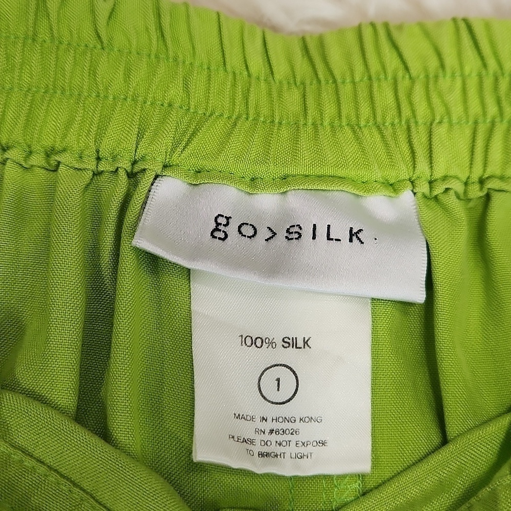 GO Silk Neon Green Silk Pencil Skirt - Picture 3 of 5